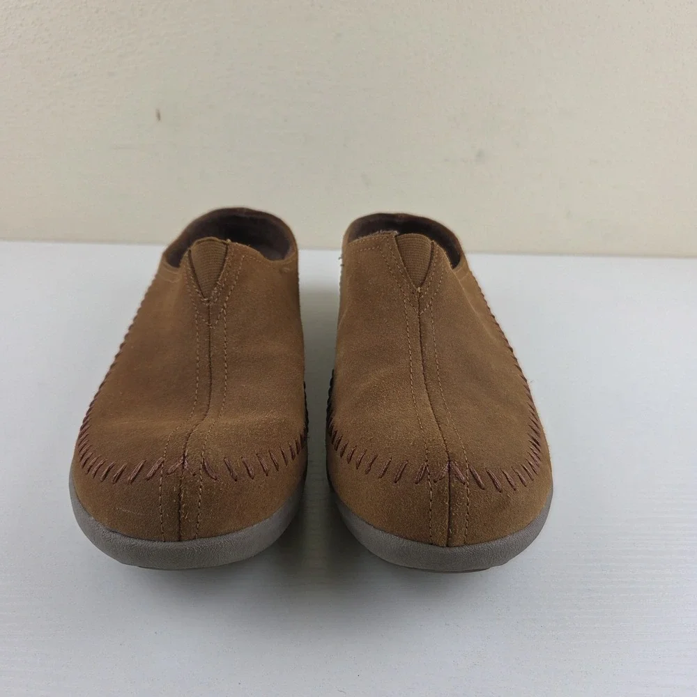 Skechers Savor Sedona Brown Suede Leather Slip On Mules Shoes Women's Size 11